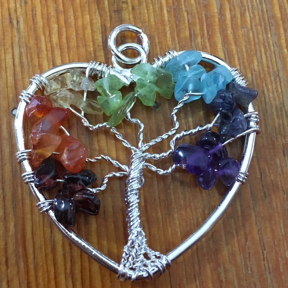 Chakra Tree of Life Pendant - Heart Shaped